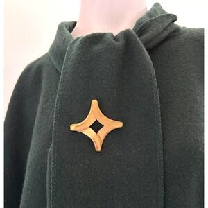 60s Sauteur Golden Glow Brooch Pin Brushed Gold Tone Geometric Open 2 1/4" EUC